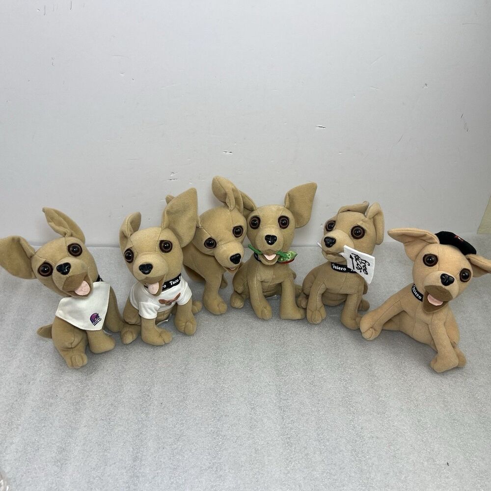 Vintage Lot Of 6 Taco Bell  Chihuahua Plush Dogs Yo Quiero Read Description